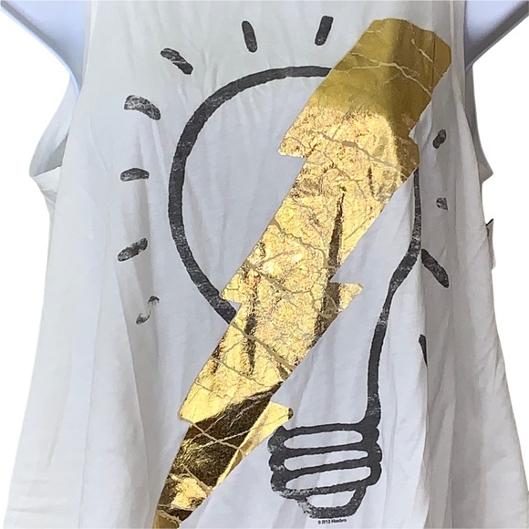 Junk Food Tee Shirt Sleeveless White Foil Lightbulb Idea Crop Top - Picture 10 of 12